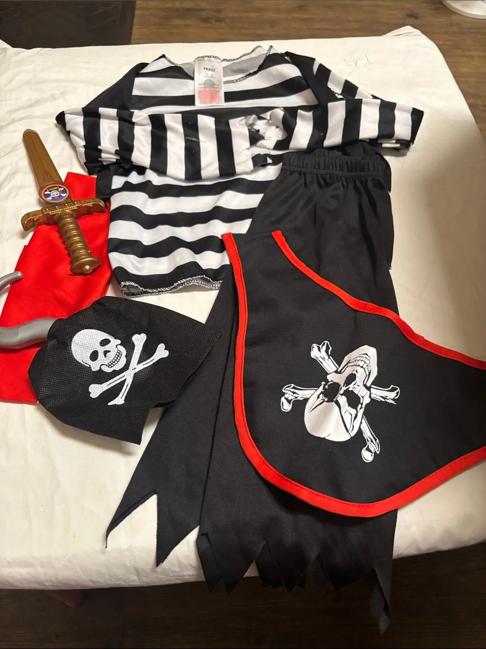 Kids Pirate Costume Set in Black with Red Trim